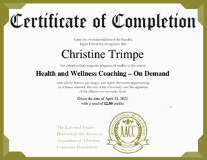 Christine Trimpe Certified Health & Wellness Coach