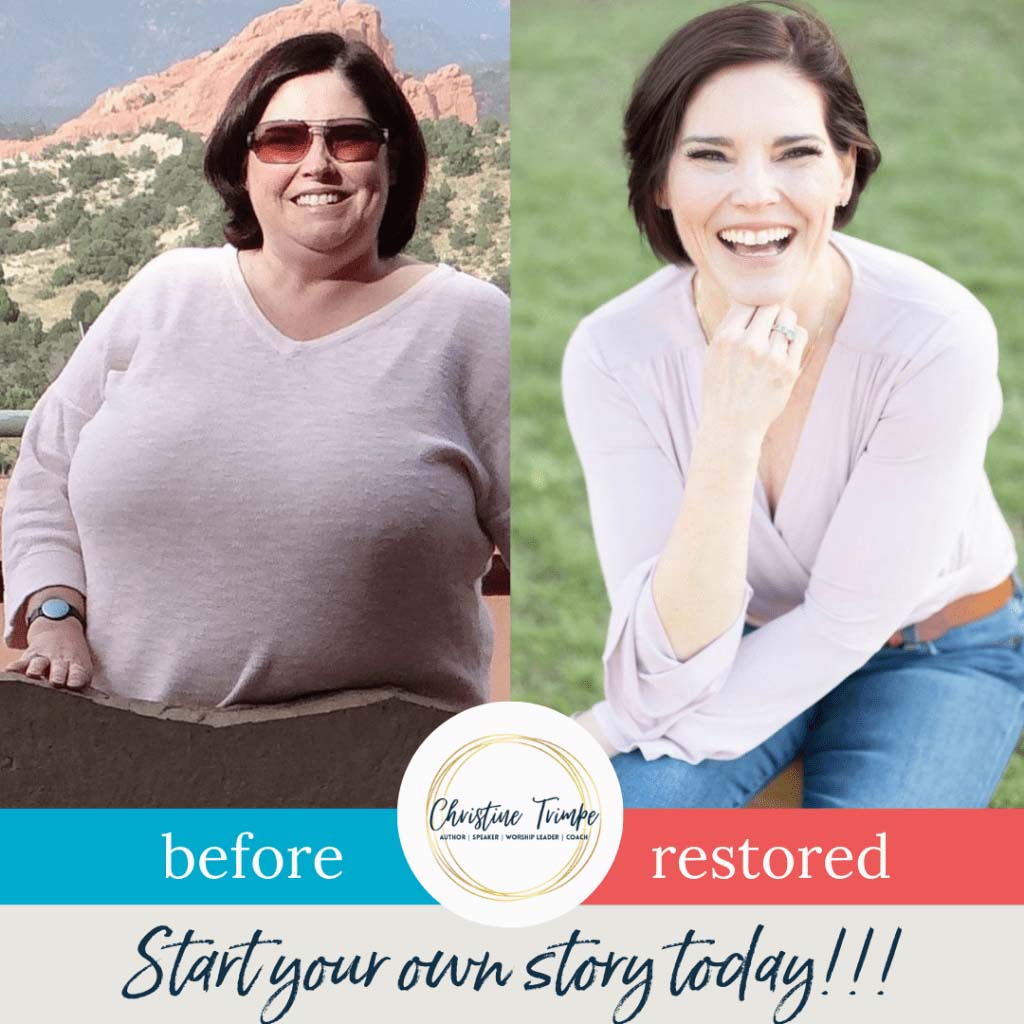 Before and after images of Christine's weight transformation